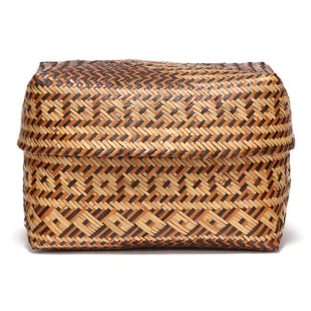 eva-wolfe-nc-1922-2004-cherokee-double-weave-lidded-storage-basket