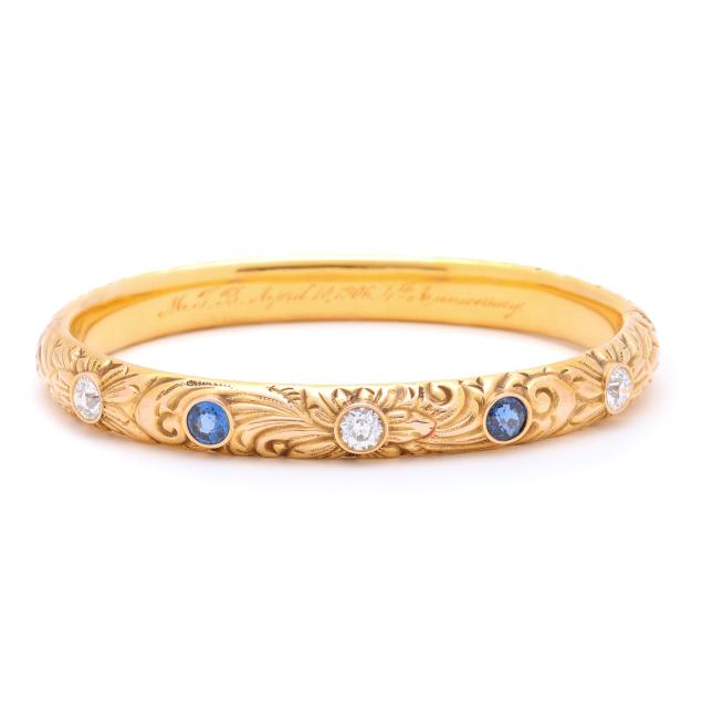 antique-gold-diamond-and-sapphire-bracelet