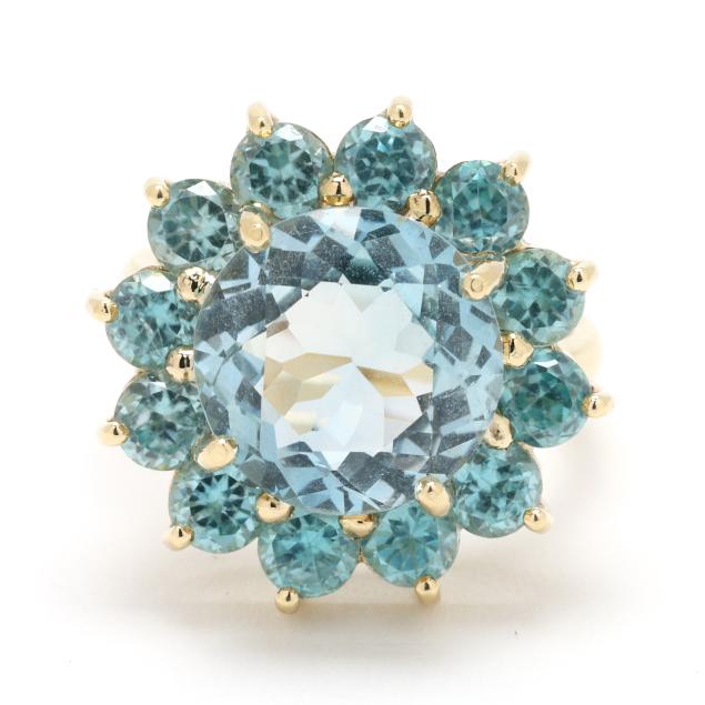 gold-and-blue-topaz-floral-motif-cluster-ring