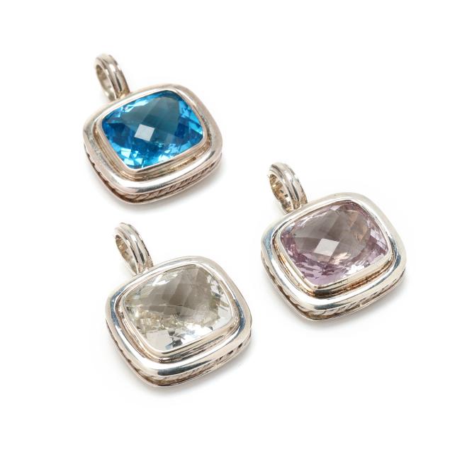 three-silver-and-gem-set-pendants