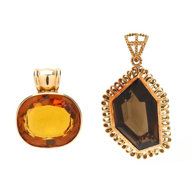 two-gold-and-quartz-pendants
