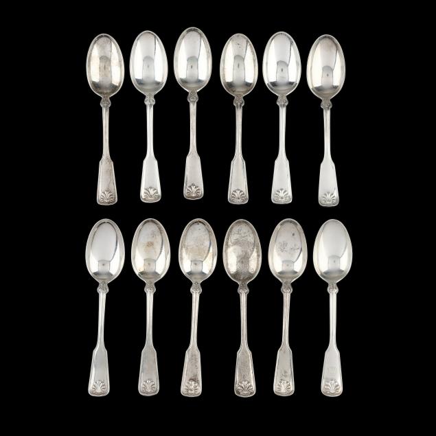 twelve-tiffany-co-i-shell-thread-i-sterling-silver-teaspoons