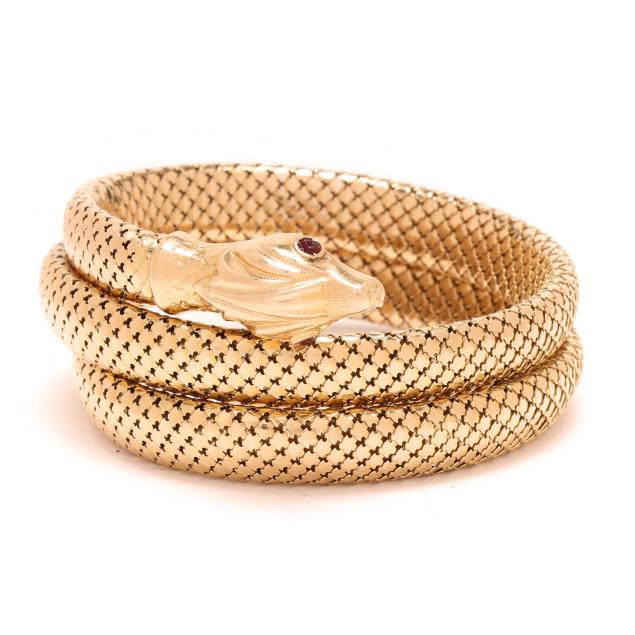 vintage-gold-snake-motif-bracelet-italy