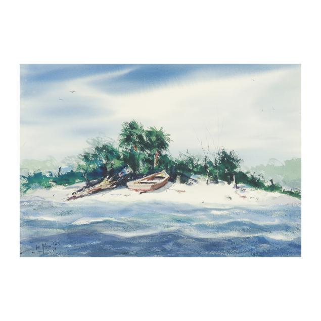 john-kolb-mciver-american-1930-2019-paradise-beach-with-boat