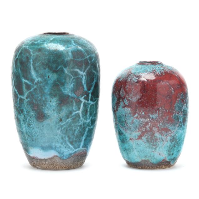 ben-owen-iii-seagrove-nc-b-1968-two-chinese-blue-egg-vases