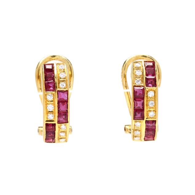 gold-ruby-and-diamond-checkerboard-motif-hoop-earrings
