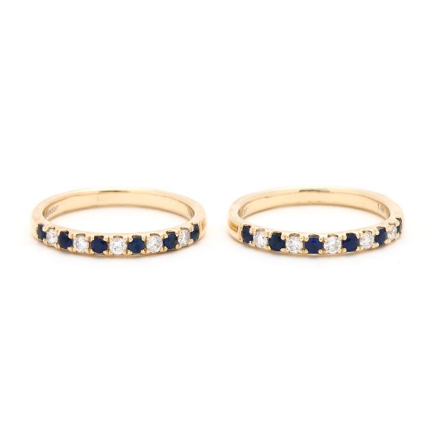 pair-of-gold-sapphire-and-diamond-bands