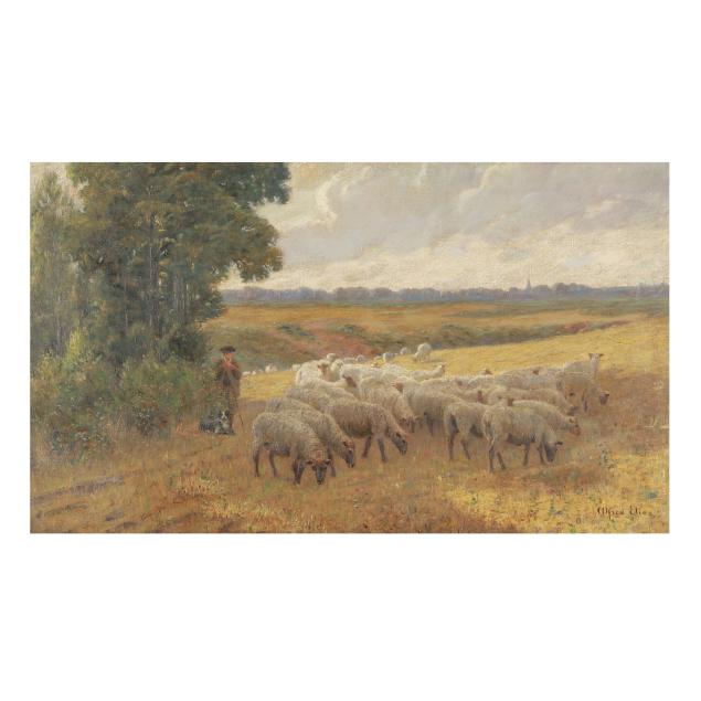 alfred-elias-english-fl-1881-1911-shepherd-with-flock