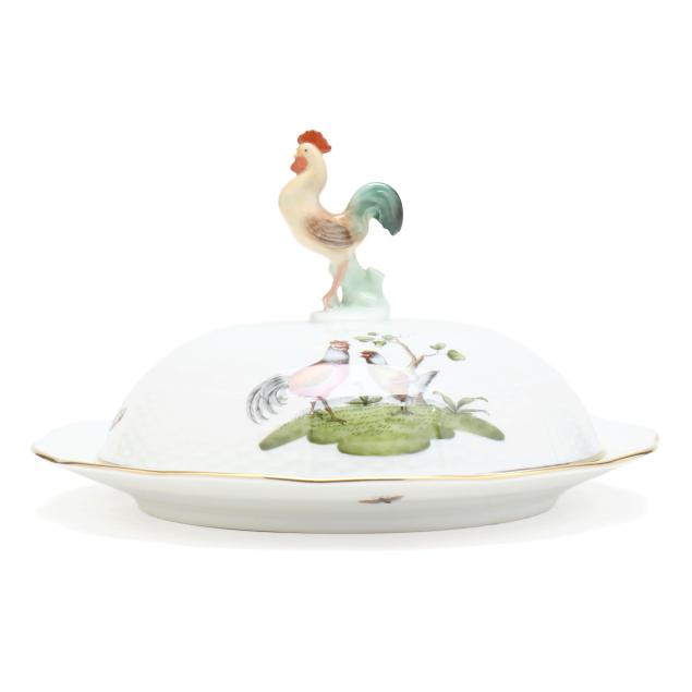 herend-i-chanitcleer-i-porcelain-muffin-dish-and-lid