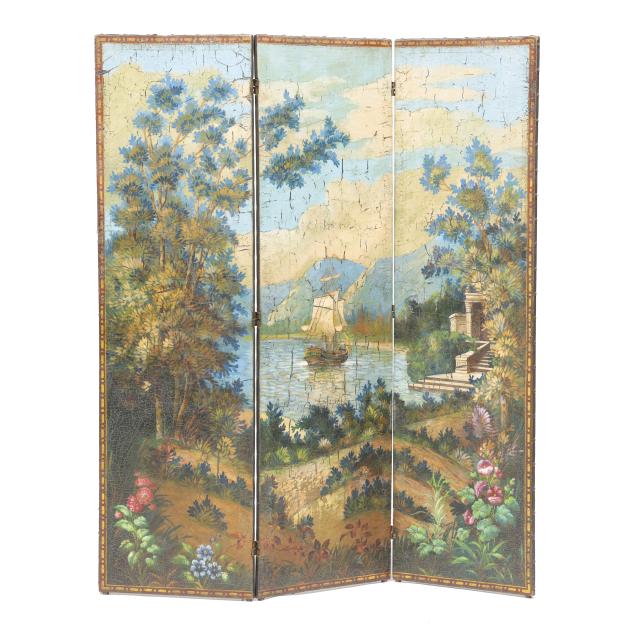 three-panel-scenic-paint-decorated-floor-screen