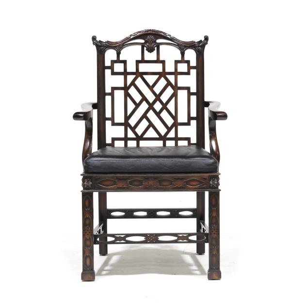 maitland-smith-chinese-chippendale-style-mahogany-armchair