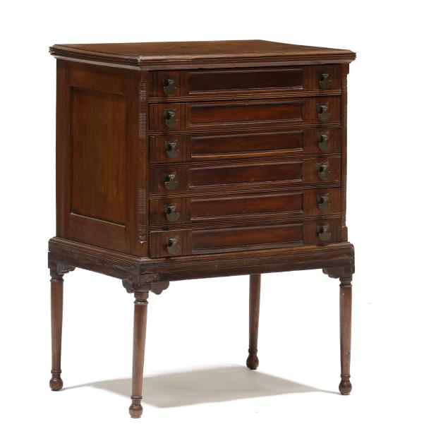 antique-american-walnut-spool-cabinet-on-stand