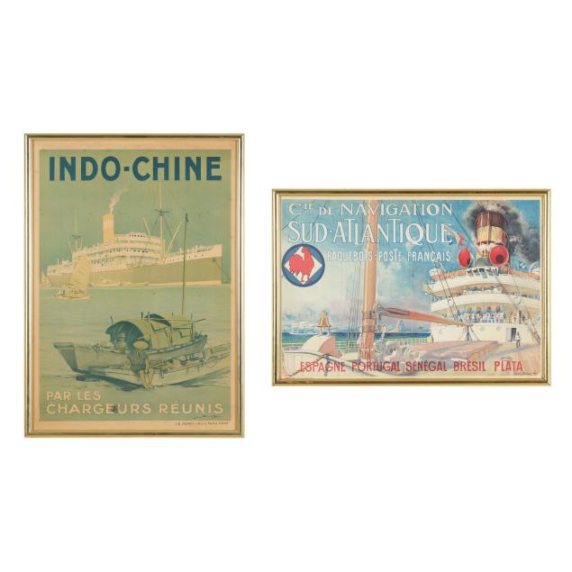 two-framed-vintage-french-cruise-ship-advertisement-posters