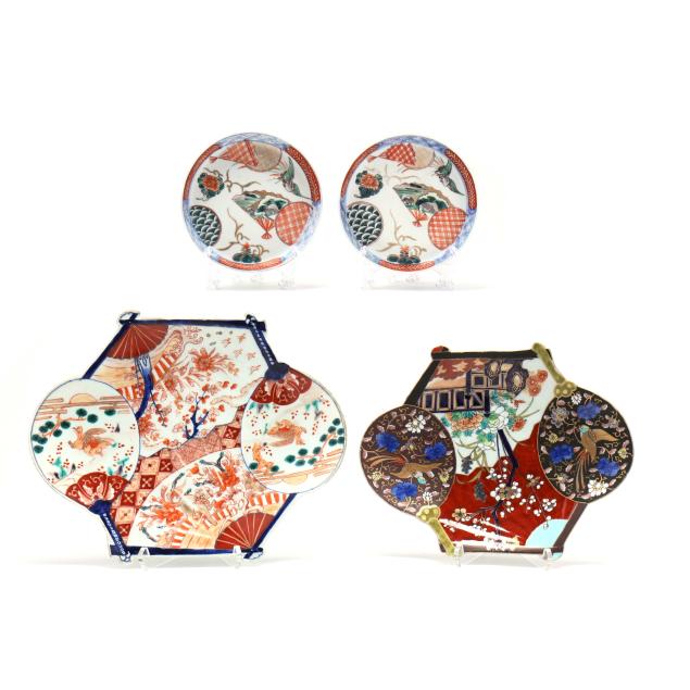 four-imari-porcelain-dishes-with-fan-decoration