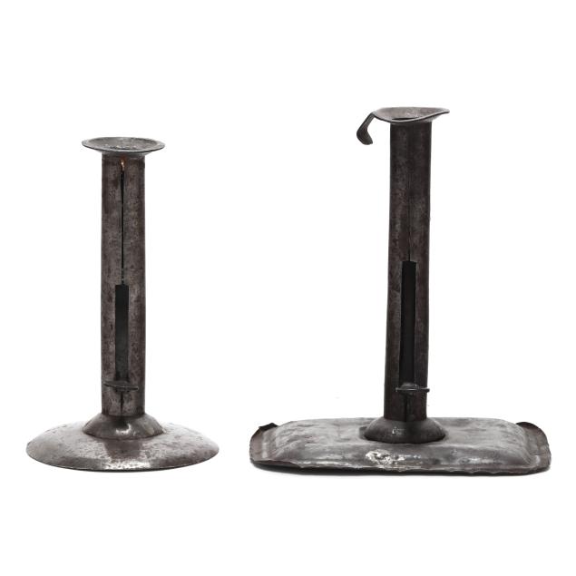 two-antique-primitive-hogscraper-candlesticks