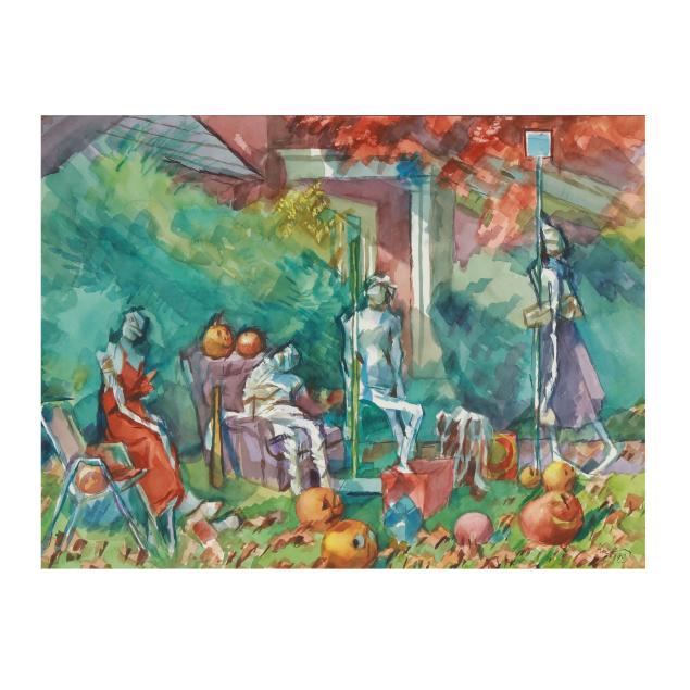 henry-koerner-american-1915-1991-untitled-jack-o-lanterns-and-figures