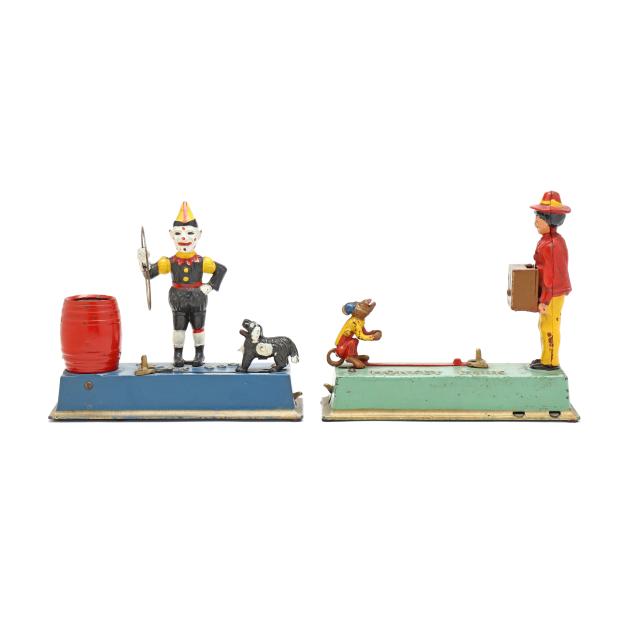 hubley-manufacturing-co-i-trick-dog-i-and-i-monkey-bank-i-mechanical-coin-banks