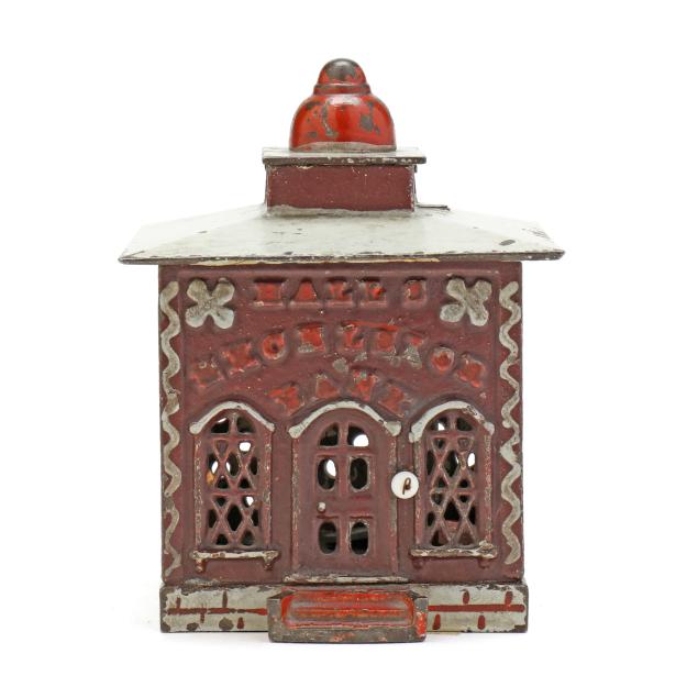 j-e-stevens-co-hall-s-excelsior-mechanical-coin-bank-with-poster