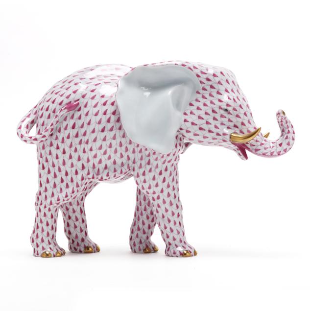 large-herend-raspberry-fishnet-porcelain-elephant