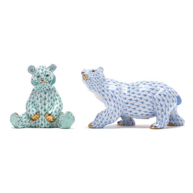 two-herend-fishnet-porcelain-bears