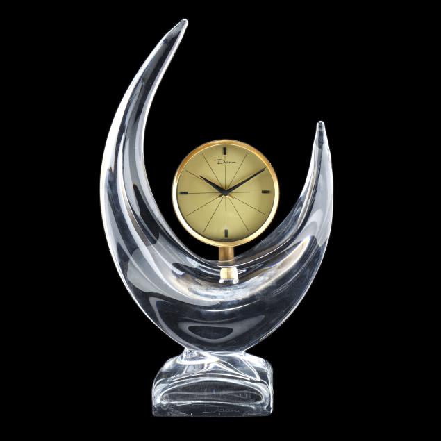 daum-modernist-crystal-crescent-moon-table-clock