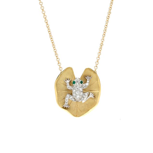 platinum-gold-and-gem-set-frog-motif-necklace