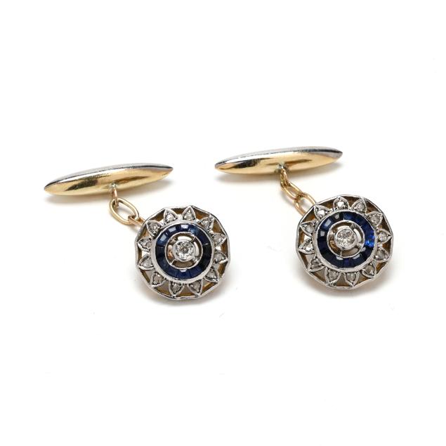 antique-gold-plated-silver-and-gem-set-cufflinks