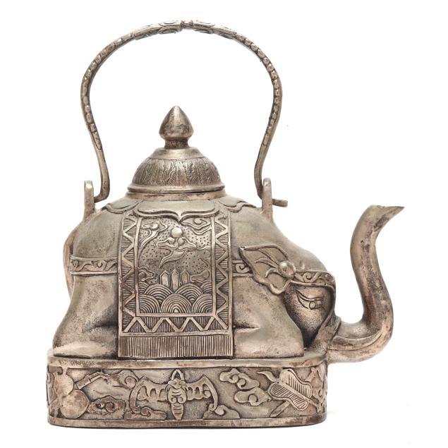 a-chinese-silver-metal-elephant-teapot