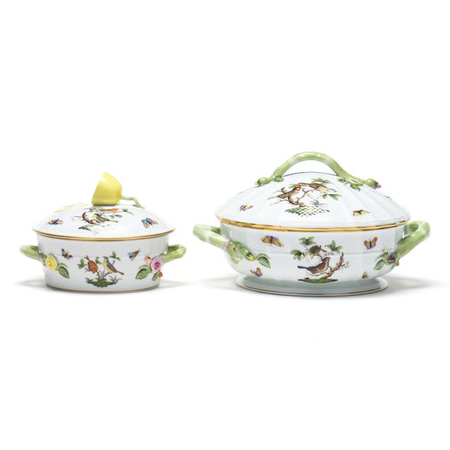 two-herend-i-rothschild-bird-i-porcelain-covered-vegetable-dishes