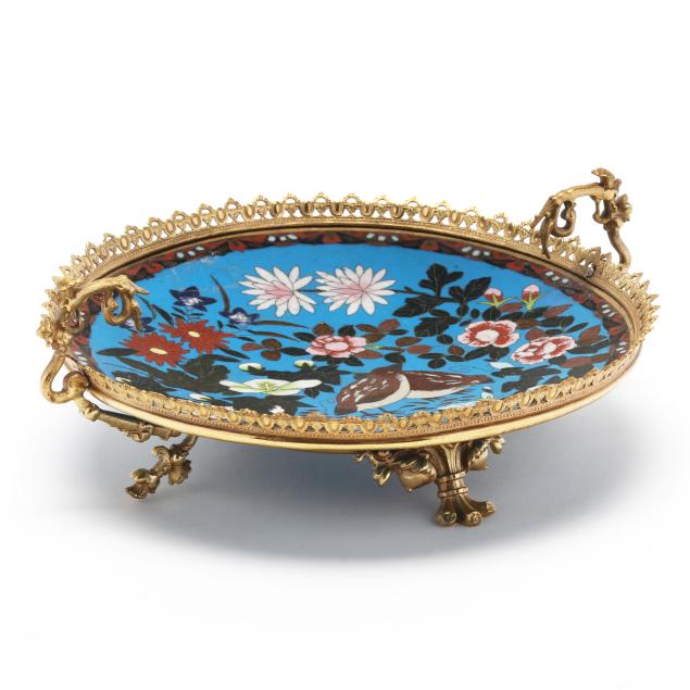 a-japanese-cloisonne-dish-with-quail-in-ormolu-mount