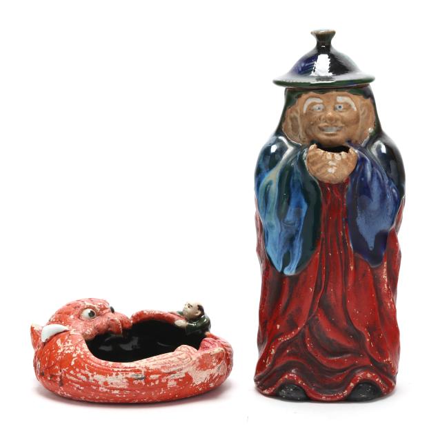 sumida-gawa-owl-face-bowl-and-monk-figural-teapot