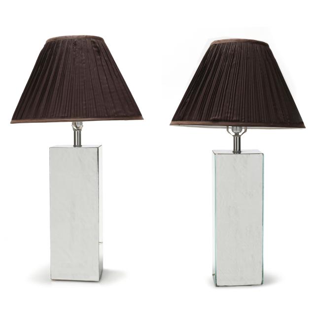 pair-of-modernist-mirrored-columnar-table-lamps-with-shades