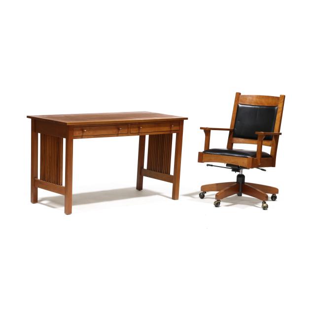 stickley-mission-style-cherry-desk-and-chair