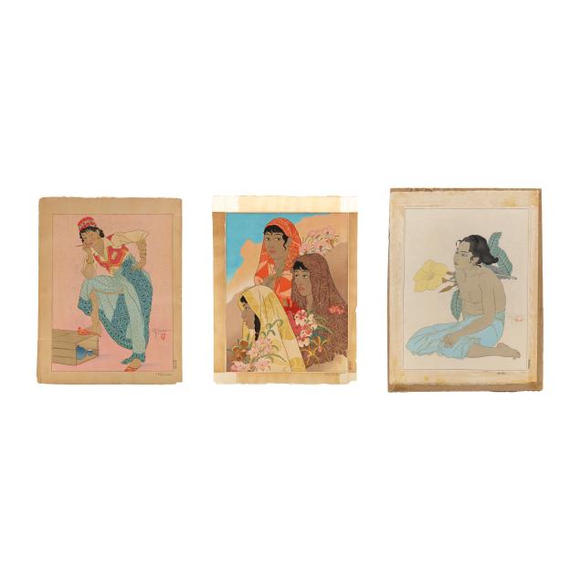 paul-jacoulet-french-1902-1960-three-woodblock-prints