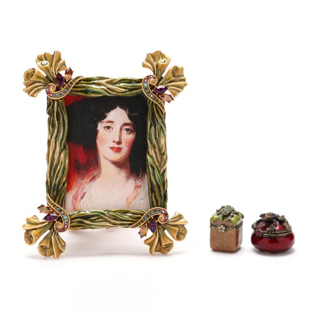jay-strongwater-two-enamel-and-bejeweled-pill-boxes-and-a-frame