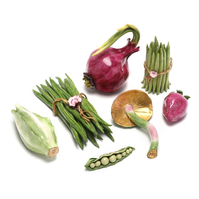 katherine-houston-american-20th-21st-century-seven-porcelain-fruits-and-vegetables