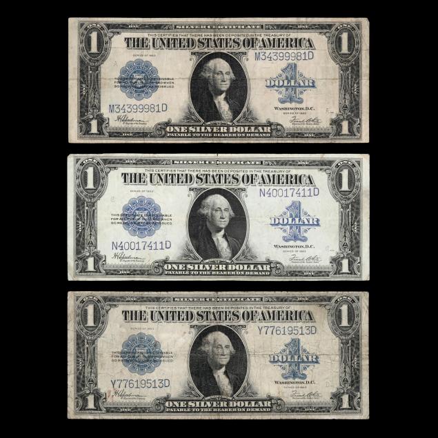 three-3-series-of-1923-1-silver-certificates