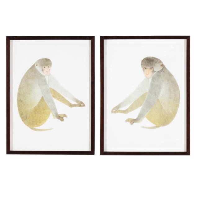 pair-of-framed-monkey-prints-i-left-and-right-facing-primate-i