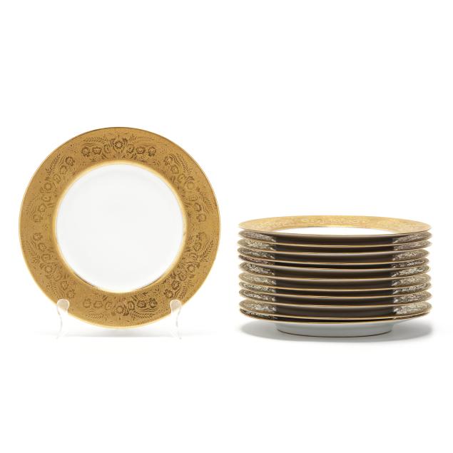 set-of-twelve-bavarian-gilt-encrusted-dinner-plates-by-hutschenreuther