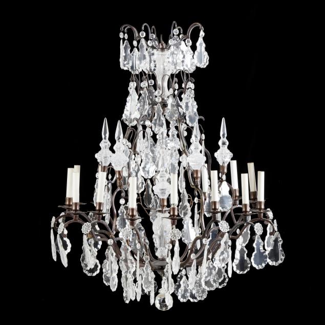 venetian-style-bronze-and-drop-prism-chandelier