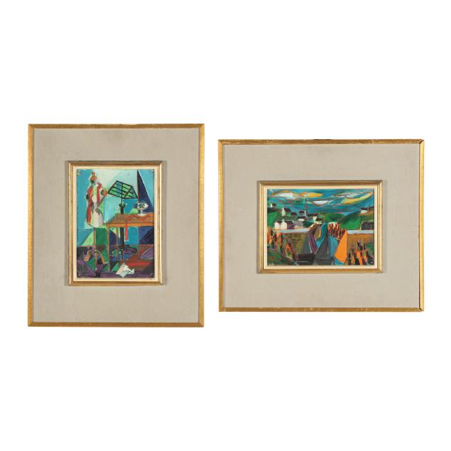 michel-patrix-french-1917-1973-two-framed-paintings