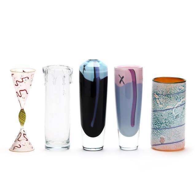 five-pieces-of-assorted-studio-art-glass