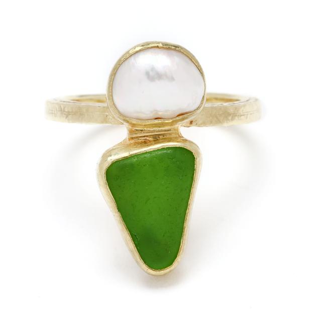 gold-pearl-and-sea-glass-ring-bob-ebendorf