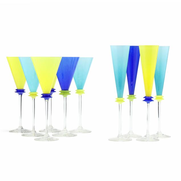 guy-corrie-ten-pieces-of-i-memphis-i-style-glass-stemware