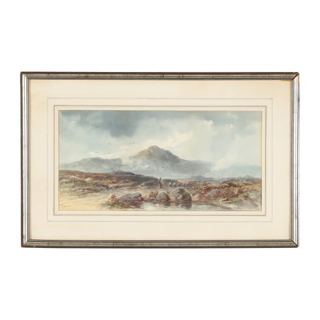 j-tyndall-united-kingdom-early-20th-century-landscape-with-shepherd-and-flock