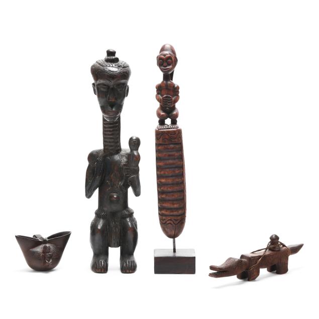 four-central-african-carved-wood-objects