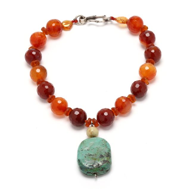 silver-chalcedony-glass-and-turquoise-necklace