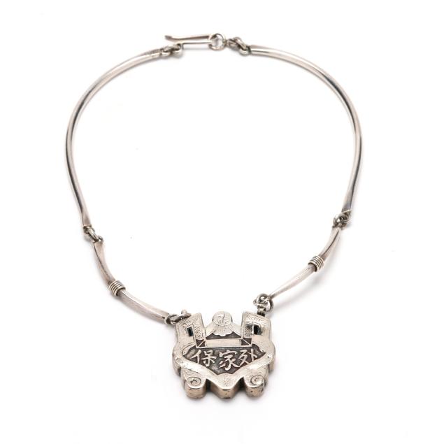 silver-plated-asian-motif-necklace-signed