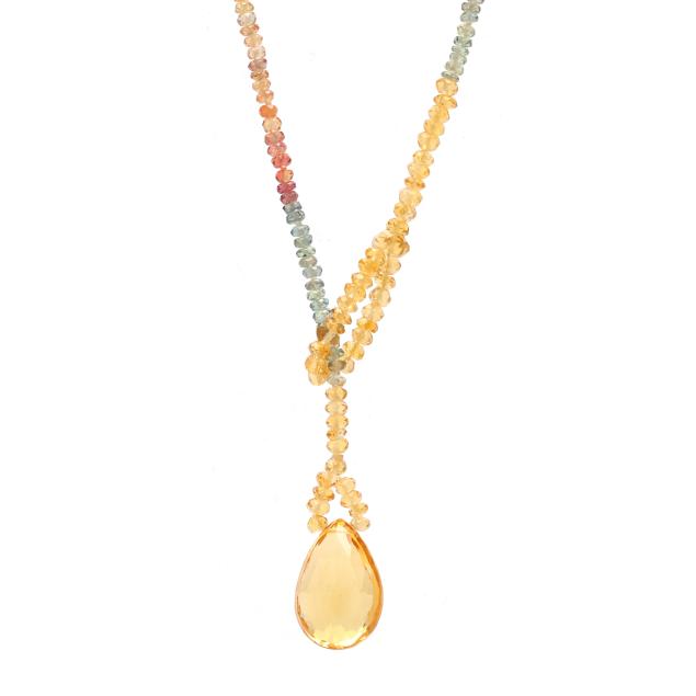 citrine-and-tourmaline-beaded-necklace