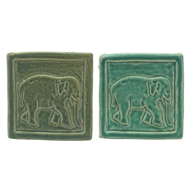 two-pewabic-pottery-elephant-tiles